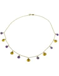 5 Cttw Amethyst, Citrine 14 Karat Yellow Gold Choker Necklace (15.75 inch)
