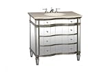 58643 Vanities Collection Modern Mirrored Vanity Sink with 3 Drawers and Marble Top: White