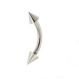STAINLESS STEEL STRAIGHT EYEBROW Gauge: 14, Ball Size: 4mm, Length: 9mm Sold as a Pair