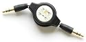 Auxiliary Black Retractable Cable Cord For All MP3/iPod/Cell Phones/Car Stereos 3.5MM