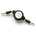 Auxiliary Black Retractable Cable Cord For All MP3/iPod/Cell Phones/Car Stereos 3.5MM