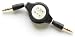 Auxiliary Black Retractable Cable Cord For All MP3/iPod/Cell Phones/Car Stereos 3.5MM