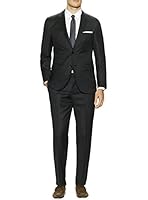 Gino Valentino Men's Two Button Jacket 2 Piece Modern Fit Birdseye Suit