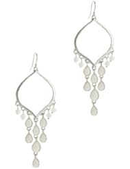 Womens Silver Tone With Dangling Stones Earrings