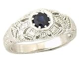 Sapphire and Diamond Filigree Antique Ring