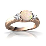 14k Rose Gold Round Genuine Opal Ring
