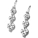 Jewelry : 14K White Gold Three 3 Stone Cubic Zirconia Earring