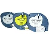 LETRATAG S0721790 cartridge three pack: black/white paper, black/yellow plastic and black/silver metallic for Letratag labelling machines Dymo
