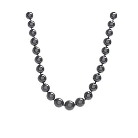 Sterling Silver 10-14mm Black Masami Shell Pearl Necklace w  Cubic Zirconia... by Amazon.com Collection