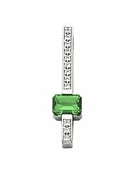 14K White Gold Emerald Cut Emerald and Diamond Pendant -- LIFETIME WARRANTY