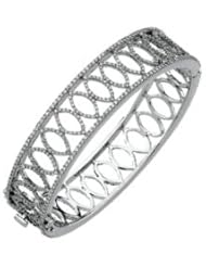 14K White Gold 5 1/4 Ct Tw Diamond Bangle Bracelet