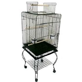 New Parrot Bird Cage Plays W/Stand On Wheels 20×20x58 *Black*