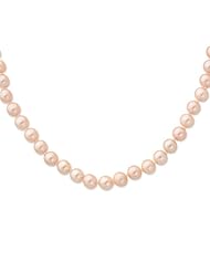 Sterling 20in Silver 9-10mm Pink Freshwater Cultured Pearl Necklace.