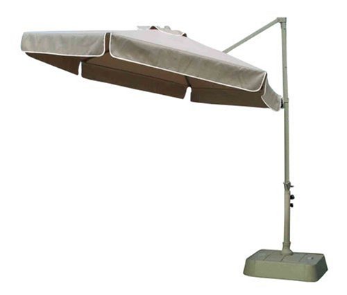 Southern Patio 10 Foot Round 6 Rib Umbrella With Water Ballast Base, Taupe