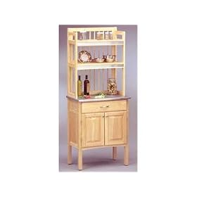 Natural Baker's Rack with Stainless Steel Top
