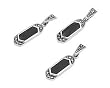 Sterling Silver Marcasite Pendant and Earrings Set - Dangling with Hexagon Cut Black Onyx