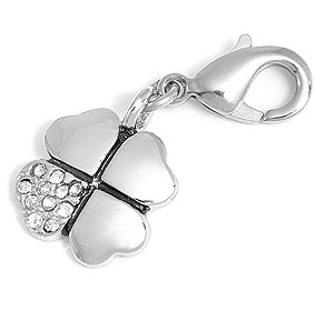Charms Anhänger für Bettelarmband Kleeblatt mit Strass