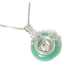 925 Silver Jade Spinning Buddha Round Pendant, 18