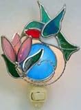 Hummingbird Night Light in Stained Glass with Light Sensor Base