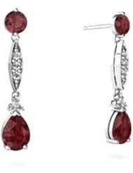 Genuine Ruby 14kt White Gold Dangle Drop Earrings