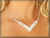 Rhinestone Deep V Necklace.