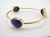 Gold And Gemstones Stackable Rio Bangle Bracelet With Bezel Set Semiprecious Stones Lapis