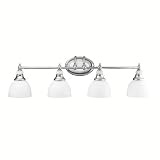 Best Buy Kichler Lighting 5370CH Pocelona 4-Light Wall Mount Bath Strip, Chrome with White Porcelain Details and Cased Opal Glass