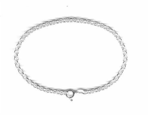 Sterling Silver Rolo Link Charm Bracelet