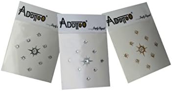 Sparkling Swarovski Crystals Temporary Body Art Tattoo. Water Resistant. For Parties, Clubbing, Festivals, Holidays, Weddings, or As a Unique Present (Clear Crystal on Black Stars)