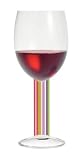 Red Wine Glass, Navaja, Rainbow Striped Stem w/ Napkin. Designer Embossed Stem Red Wine Goblet