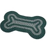 Pet Studio Green Braided Polypropylene Bone Shaped Dog Rug- 30" length x 18" width