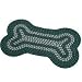 Pet Studio Green Braided Polypropylene Bone Shaped Dog Rug- 30" length x 18" width