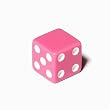 16mm d6 Pink Opaque Square Edge Dice with "Blank 1 Pip"