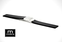 18mm MODENA Flat Italian Rubber Watch Band w/ Deployant / Deployment Buckle / Clasp