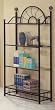 Sunburst Design Wrought Iron Style 4 Tier Rack / Bookcase with Glass Shelves
