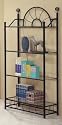 "Sunburst" Design Wrought Iron Style 4 Tier Rack / Bookcase with Glass Shelves