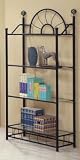 Sunburst Design Wrought Iron Style 4 Tier Rack Bookcase with Glass Shelves