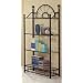 "sunburst" Design Wrought Iron Style 4 Tier Rack / Bookcase With Glass Shelves