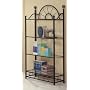 "Sunburst" Design Wrought Iron Style 4 Tier Rack / Bookcase with Glass Shelves