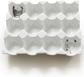 Egg Tray Crate Organizer Rack for Kitchen Storage Container Holds 12 Eggs Chicken Design