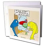 Londons Times Fish Fishing Deep Beneath Cartoons - Fish Ordering Pizza without Anchovies - Greeting Cards-6 Greeting Cards with envelopes