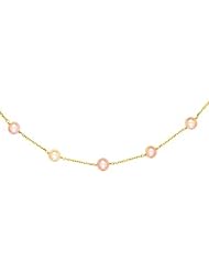 14K Gold Pink Cultured Round Pearl Necklace 18"