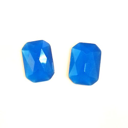 24 Neon Blue Rectangle Faceted DIY Art Resin Flatback Rhinestone foiled 13mm x 18mm ~ T2-23 x 6