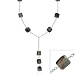 Sterling Silver Iridescent Genuine Freshwater Cultured Square Black Coin Pearl Leaf Link Necklace
