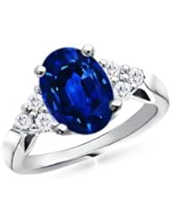 Oval Sapphire Round Diamond Cocktail Ring