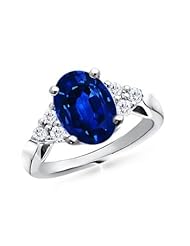 Oval Sapphire Round Diamond Cocktail Ring