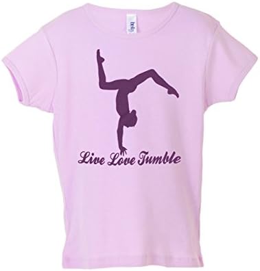 Activewear Apparel Gymnastics Big Girls "Live Love Tumble" T-Shirt (Medium, Lavender)