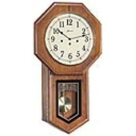 Regulator Schoolhouse Clock with Chime Oak Finish Loricron Clocks 8140K by Loricron Clock Company