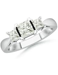 Three Stone Princess White Moissanite Engagement Ring