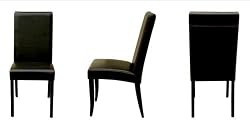 Baxton Studio Tall Leather Dining Chair, Set of 2, Espresso Brown